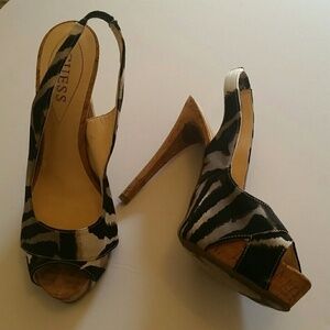 Guess Zebra Slingback Heels